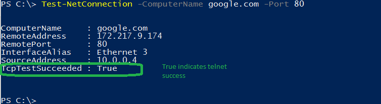 Telnet Using PowerShell