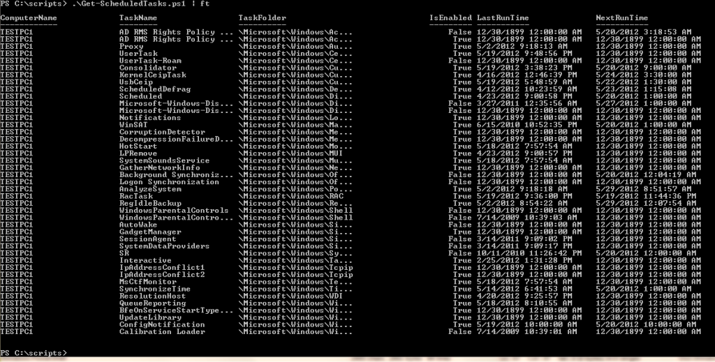 List scheduled tasks on remote computer with powershell