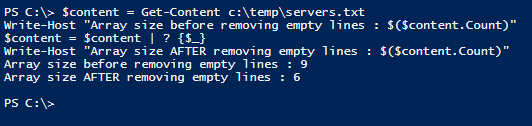 Remove Empty Items From Array In PowerShell