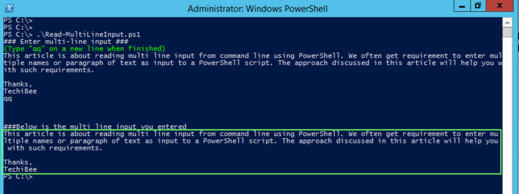 powershell-how-to-give-multi-line-input-to-script